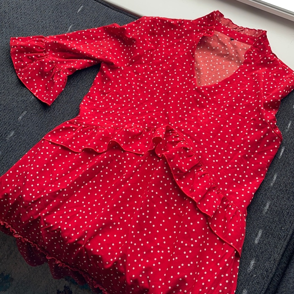 Red polka dot dress